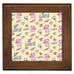 Pig Animal Love Romance Seamless Texture Pattern Framed Tile by pakminggu