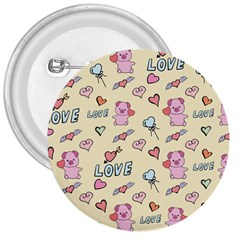 Pig Animal Love Romance Seamless Texture Pattern 3  Buttons by pakminggu