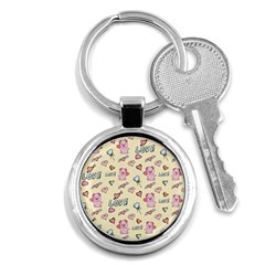 Pig Animal Love Romance Seamless Texture Pattern Key Chain (round) by pakminggu