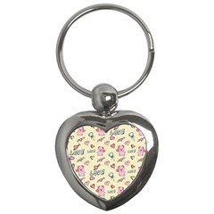 Pig Animal Love Romance Seamless Texture Pattern Key Chain (heart) by pakminggu