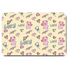 Pig Animal Love Romance Seamless Texture Pattern Large Doormat by pakminggu