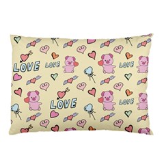 Pig Animal Love Romance Seamless Texture Pattern Pillow Case by pakminggu