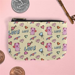 Pig Animal Love Romance Seamless Texture Pattern Mini Coin Purse by pakminggu