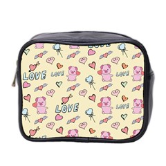 Pig Animal Love Romance Seamless Texture Pattern Mini Toiletries Bag (two Sides) by pakminggu