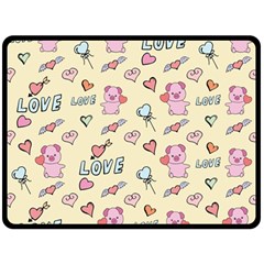 Pig Animal Love Romance Seamless Texture Pattern Fleece Blanket (large) by pakminggu