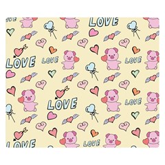 Pig Animal Love Romance Seamless Texture Pattern Two Sides Premium Plush Fleece Blanket (small) by pakminggu