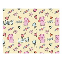 Pig Animal Love Romance Seamless Texture Pattern Two Sides Premium Plush Fleece Blanket (large) by pakminggu