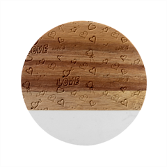 Pig Animal Love Romance Seamless Texture Pattern Marble Wood Coaster (round) by pakminggu