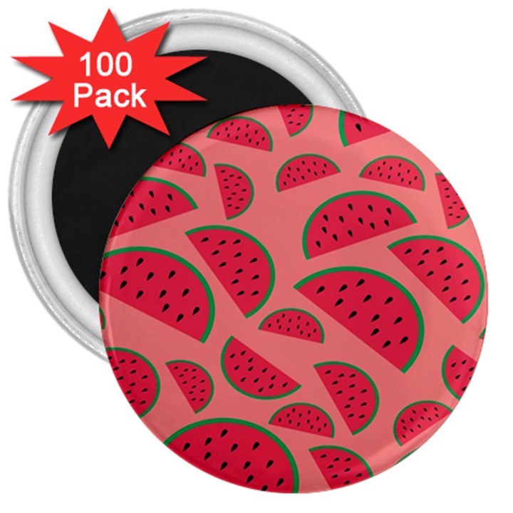 Watermelon Red Food Fruit Healthy Summer Fresh 3  Magnets (100 pack)