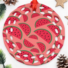 Watermelon Red Food Fruit Healthy Summer Fresh Ornament (round Filigree) by pakminggu