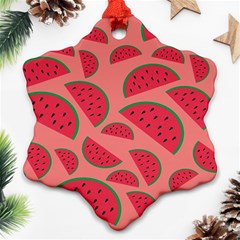 Watermelon Red Food Fruit Healthy Summer Fresh Snowflake Ornament (two Sides) by pakminggu