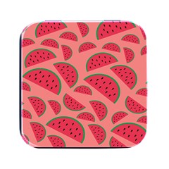 Watermelon Red Food Fruit Healthy Summer Fresh Square Metal Box (black)