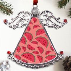 Watermelon Red Food Fruit Healthy Summer Fresh Metal Angel With Crystal Ornament by pakminggu