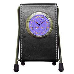 Art Pattern Design Seamless Scrapbooking Pen Holder Desk Clock by pakminggu