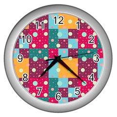 Background Pattern Texture Design Dots Wallpaper Wall Clock (silver) by pakminggu