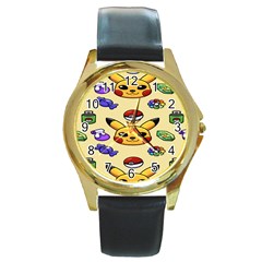 Pikachu Round Gold Metal Watch by artworkshop