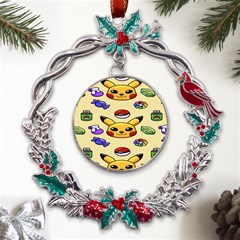 Pikachu Metal X mas Wreath Holly Leaf Ornament by artworkshop