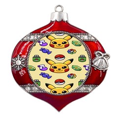 Pikachu Metal Snowflake And Bell Red Ornament