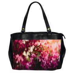 Pink Flower Oversize Office Handbag (2 Sides) by artworkshop