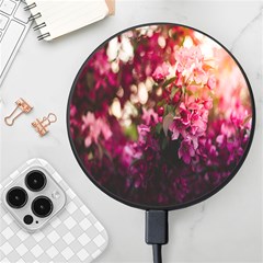 Pink Flower Wireless Fast Charger(black) by artworkshop