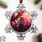 Pink Flower Metal Large Snowflake Ornament Front