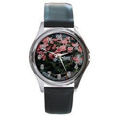 Pink Peony  Flower Round Metal Watch by artworkshop