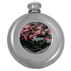 Pink Peony  Flower Round Hip Flask (5 Oz)