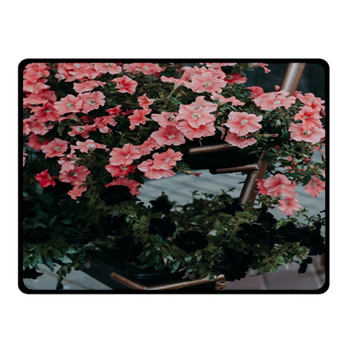 Pink Peony  Flower Two Sides Fleece Blanket (Small)