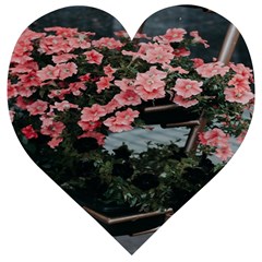 Pink Peony  Flower Wooden Puzzle Heart