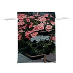 Pink Peony  Flower Lightweight Drawstring Pouch (L) Front