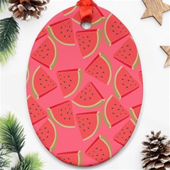 Watermelon Background Watermelon Wallpaper Oval Ornament (two Sides) by pakminggu