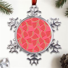 Watermelon Background Watermelon Wallpaper Metal Large Snowflake Ornament by pakminggu