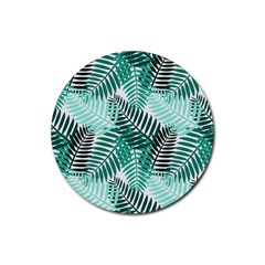 Background Pattern Texture Leaves Design Wallpaper Rubber Round Coaster (4 Pack) by pakminggu