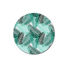 Background Pattern Texture Leaves Design Wallpaper Magnet 3  (round) by pakminggu