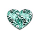 Background Pattern Texture Leaves Design Wallpaper Rubber Coaster (Heart) Front