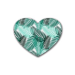 Background Pattern Texture Leaves Design Wallpaper Rubber Heart Coaster (4 Pack) by pakminggu