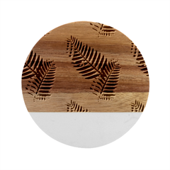 Background Pattern Texture Leaves Design Wallpaper Marble Wood Coaster (round)