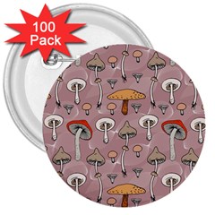 Mushrooms Autumn Fall Pattern Seamless Decorative 3  Buttons (100 Pack)  by pakminggu