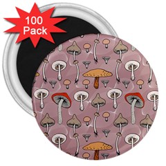 Mushrooms Autumn Fall Pattern Seamless Decorative 3  Magnets (100 Pack) by pakminggu