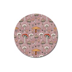 Mushrooms Autumn Fall Pattern Seamless Decorative Magnet 3  (round) by pakminggu