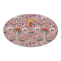 Mushrooms Autumn Fall Pattern Seamless Decorative Oval Magnet by pakminggu