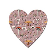 Mushrooms Autumn Fall Pattern Seamless Decorative Heart Magnet by pakminggu