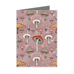 Mushrooms Autumn Fall Pattern Seamless Decorative Mini Greeting Card by pakminggu