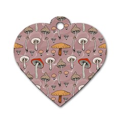 Mushrooms Autumn Fall Pattern Seamless Decorative Dog Tag Heart (one Side) by pakminggu