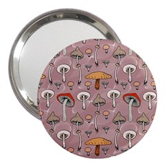 Mushrooms Autumn Fall Pattern Seamless Decorative 3  Handbag Mirrors by pakminggu