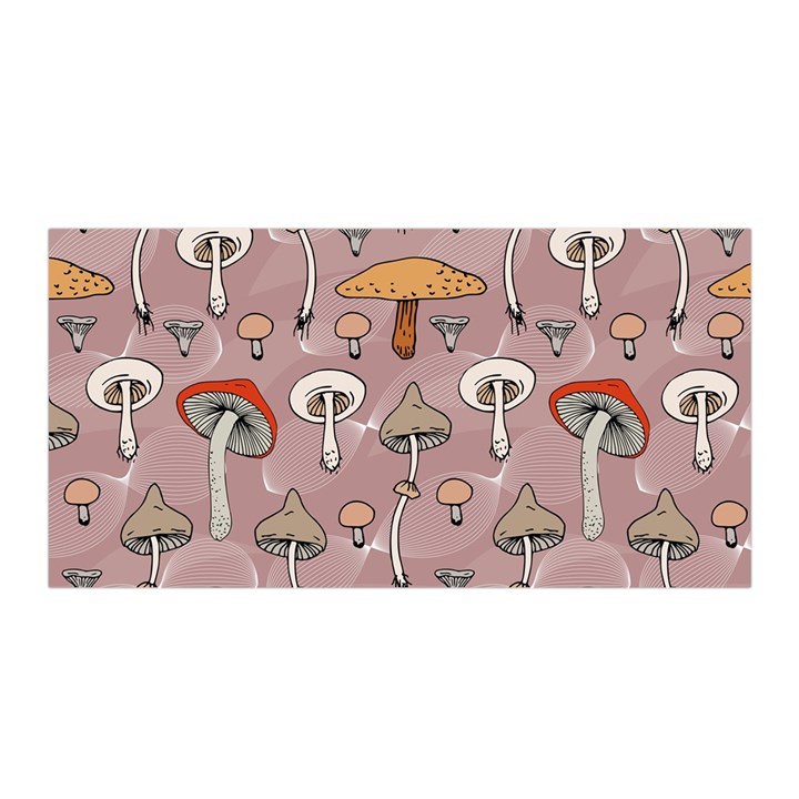 Mushrooms Autumn Fall Pattern Seamless Decorative Satin Wrap 35  x 70 