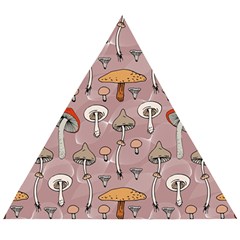 Mushrooms Autumn Fall Pattern Seamless Decorative Wooden Puzzle Triangle