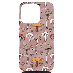 Mushrooms Autumn Fall Pattern Seamless Decorative Iphone 14 Pro Black Uv Print Case by pakminggu