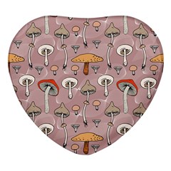 Mushrooms Autumn Fall Pattern Seamless Decorative Heart Glass Fridge Magnet (4 Pack) by pakminggu