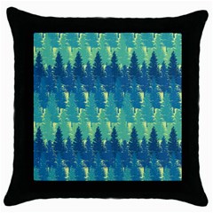 Christmas Trees Pattern Digital Paper Seamless Throw Pillow Case (Black)